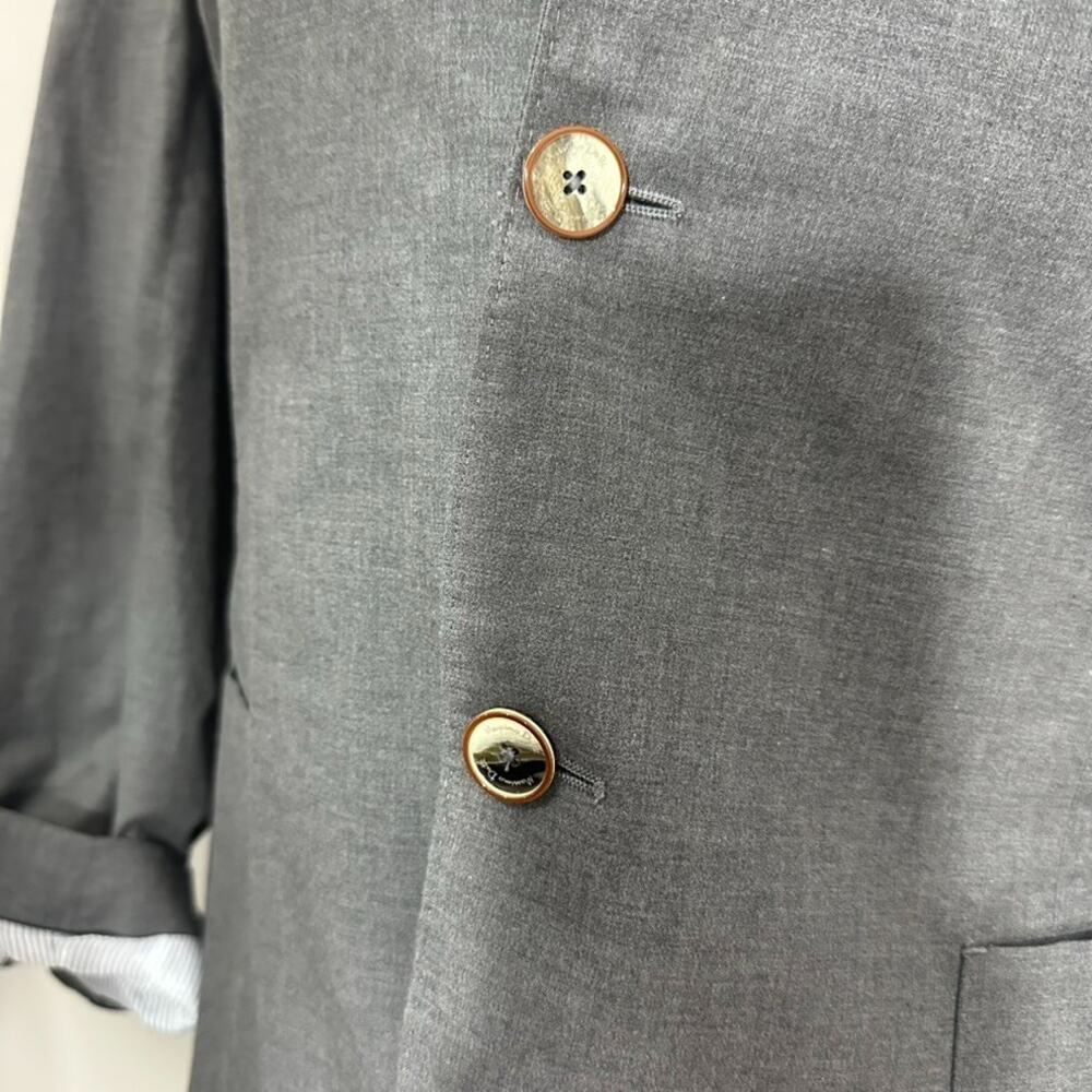 Massimo Dutti Gray Blazer Jacket 2 Button Sz 48 Italian Cotton Career Business - Picture 3 of 9